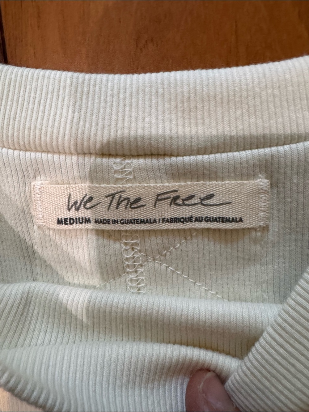 Free People Cream Ribbed Top